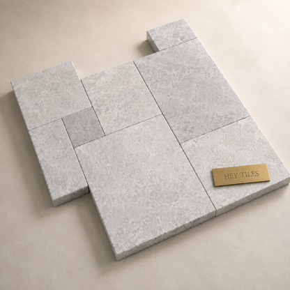 Tundra Gray 1.25" Sandblasted & Brushed Natural Marble Paver Versailles Pattern Kits - 10 Bundles — product image 3