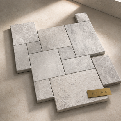 Tundra Gray 1.25" Sandblasted & Brushed Natural Marble Paver Versailles Pattern Kits - 10 Bundles — product image 4