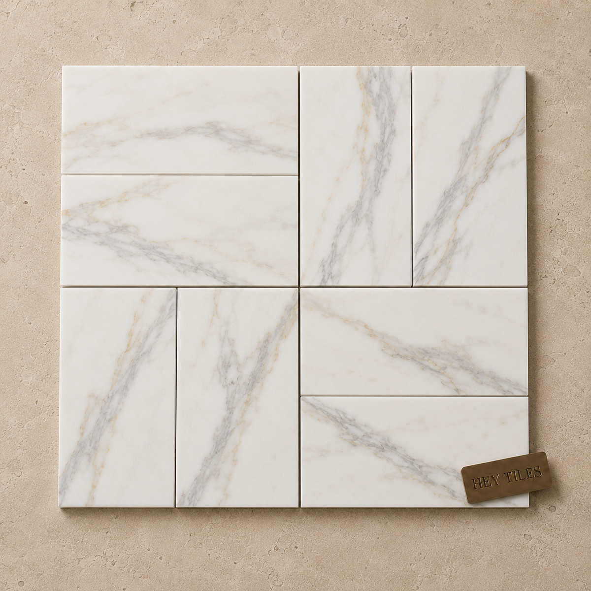 6X12 Tuscan Calacatta Gold Subway Premium Italian Marble Tile