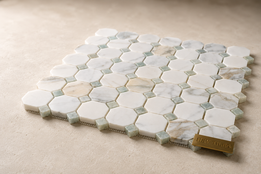 12x12 Calacatta Green Octagon CalaVerde Mosaic Tile
