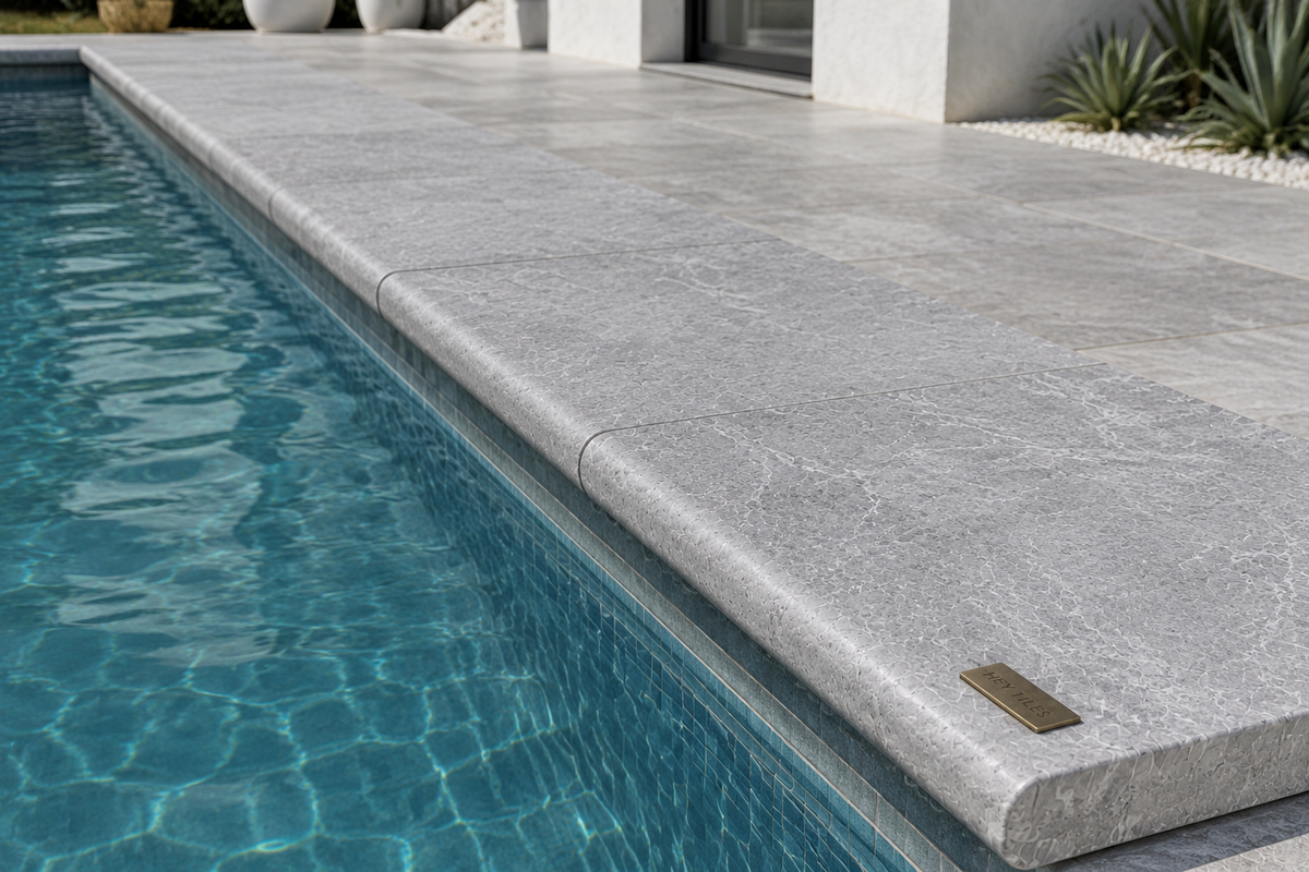 Tundra Gray Marble Pool Coping is 16" x 24" 5 cm