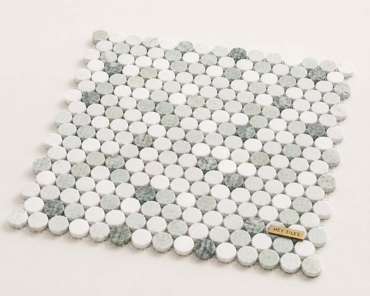 Thassos Green Marble Penny Round Mosaic