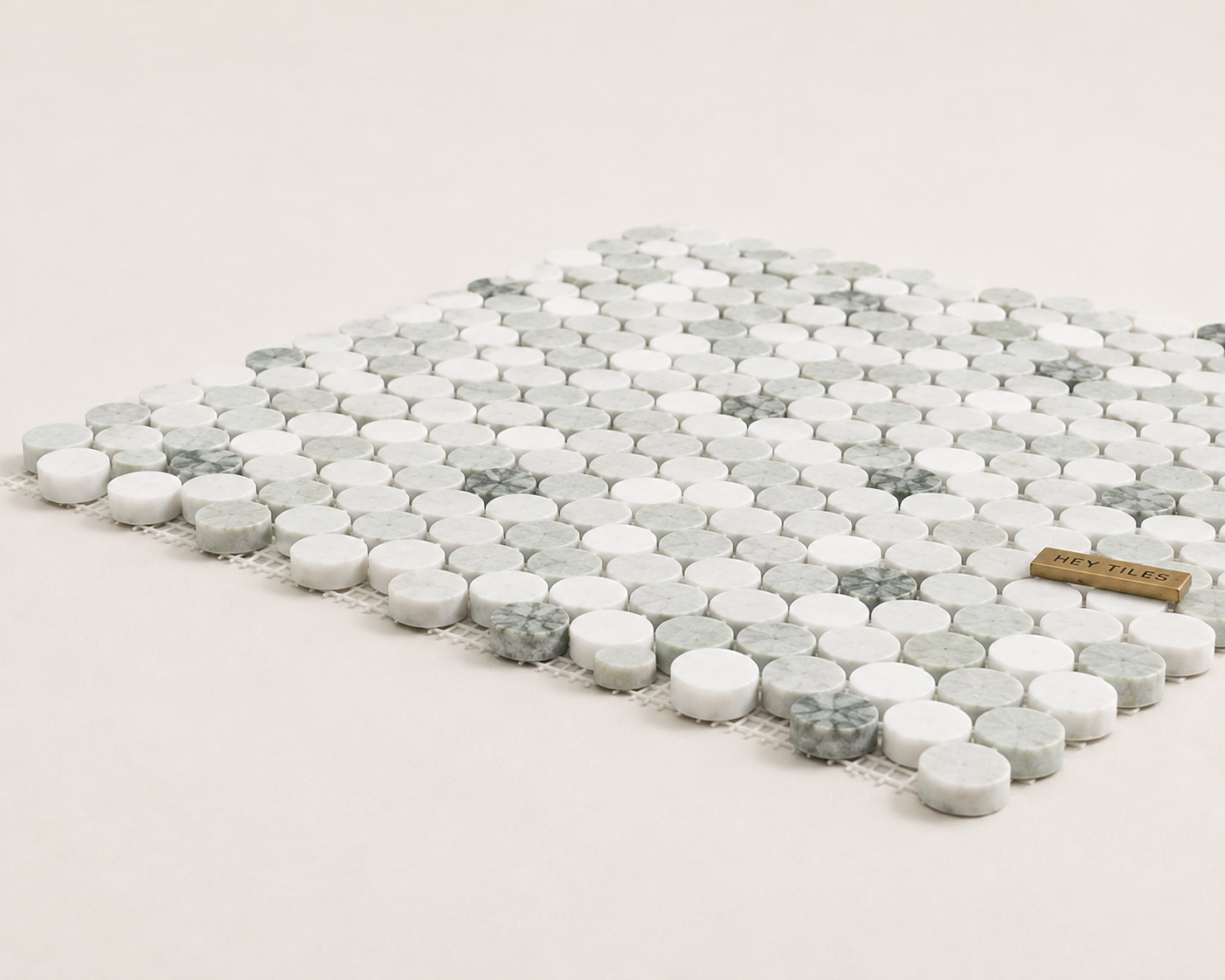 Thassos Green Marble Penny Round Mosaic