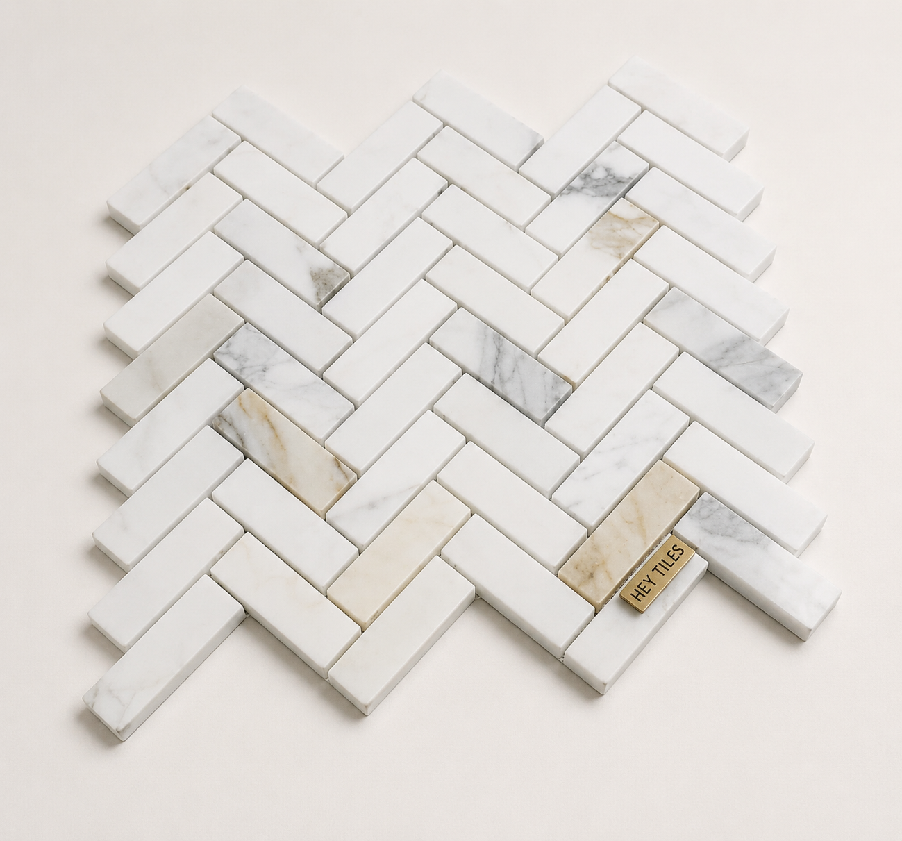1x4 Calacatta Gold Marble Herringbone  Mosaic, Italian Marble