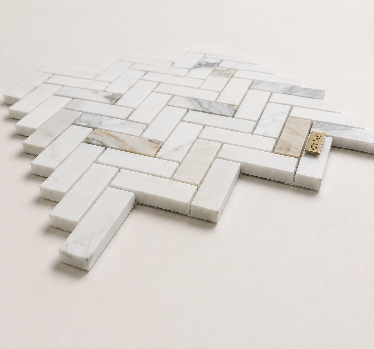 1x4 Calacatta Gold Marble Herringbone  Mosaic, Italian Marble