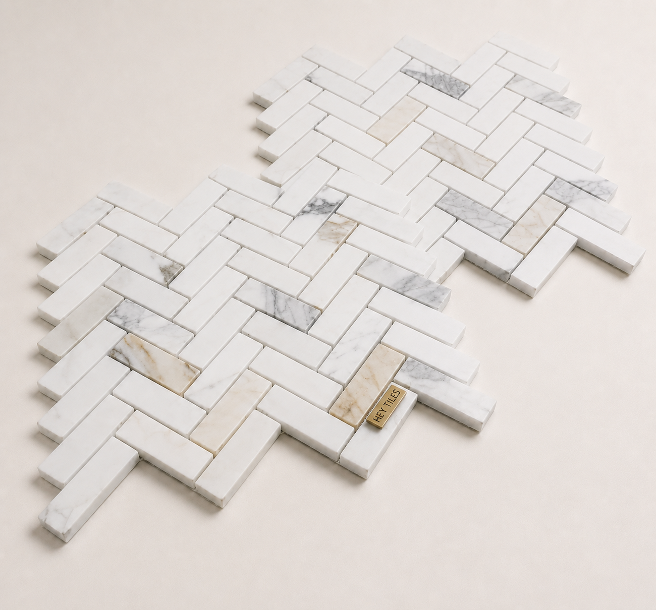 1x4 Calacatta Gold Marble Herringbone  Mosaic, Italian Marble