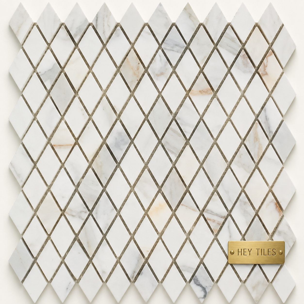Tuscan Calacatta Gold 1" x 1-7/8" Rhomboid Marble Mosaic Tile