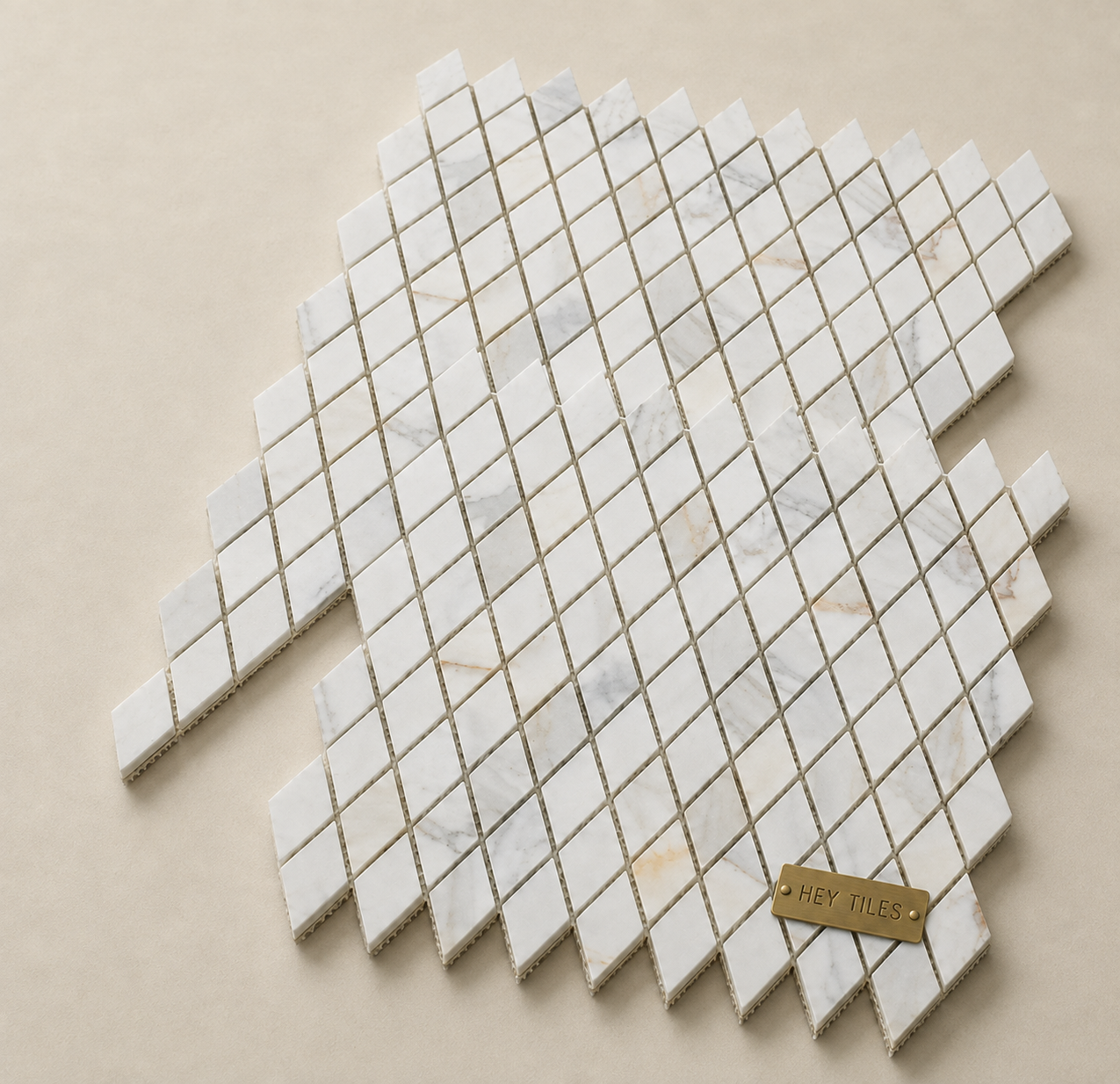 Tuscan Calacatta Gold 1" x 1-7/8" Rhomboid Marble Mosaic Tile