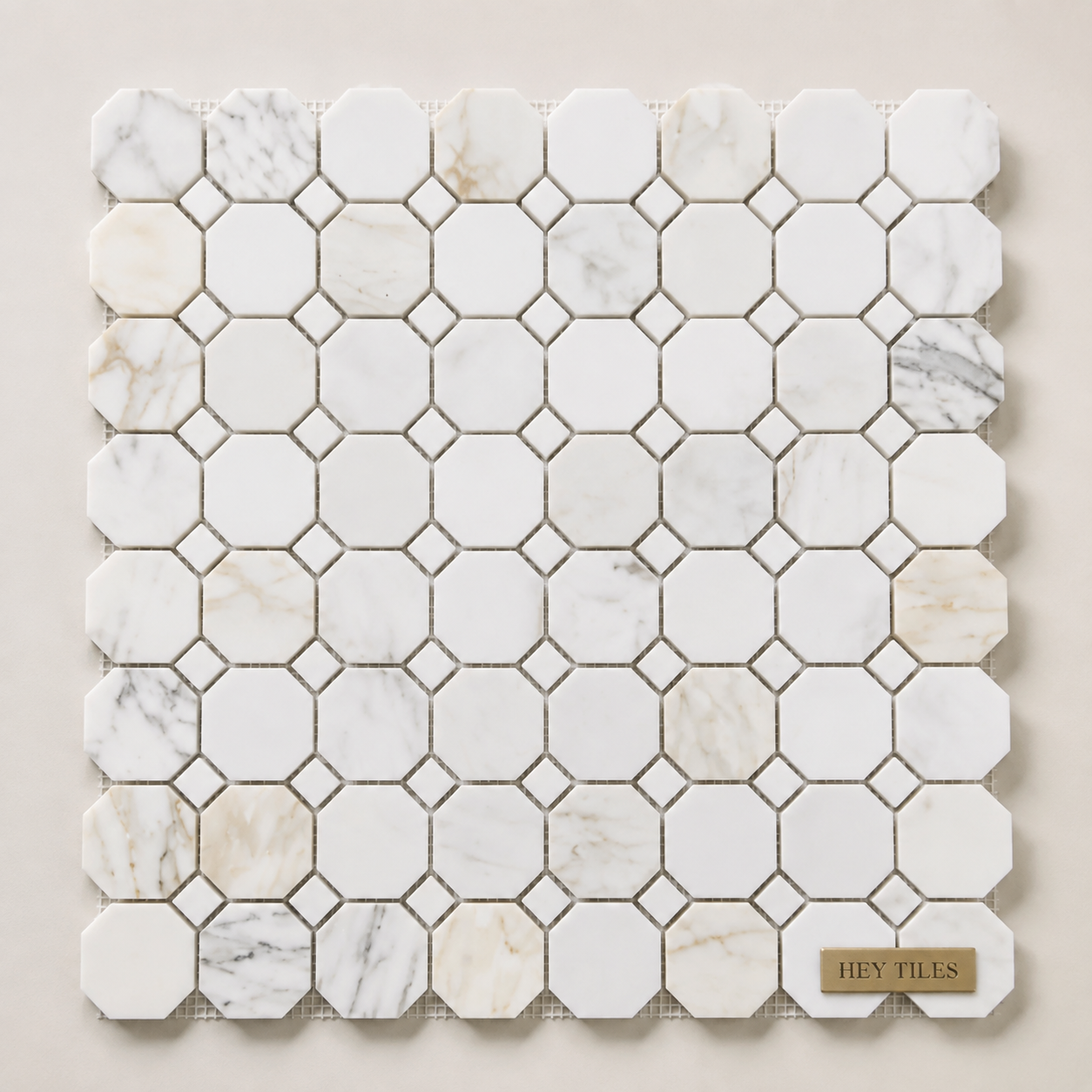 12x12 Tuscan Calacatta Gold Octagon Mosaic Tile