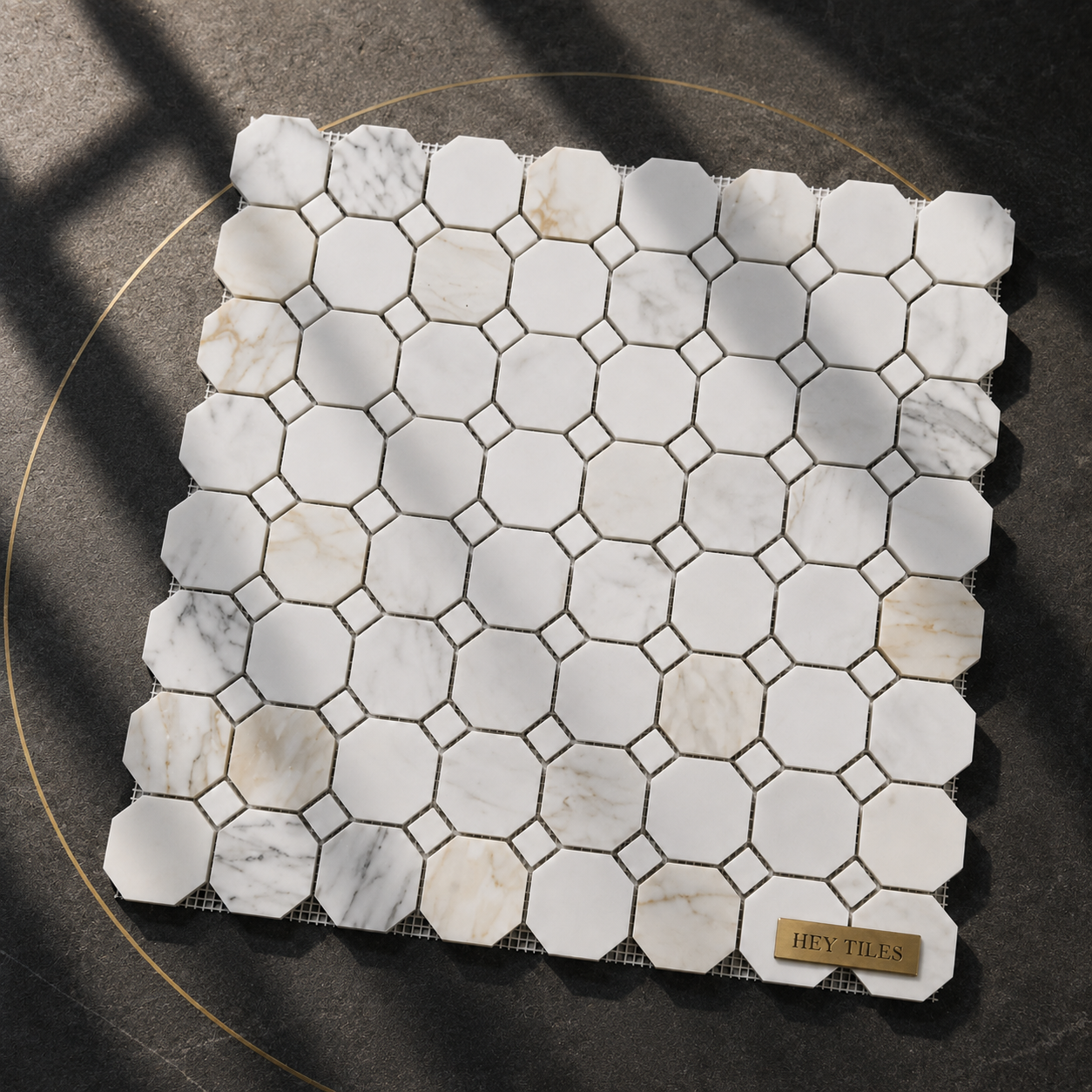 12x12 Tuscan Calacatta Gold Octagon Mosaic Tile