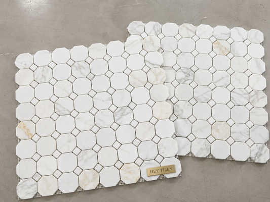 12x12 Tuscan Calacatta Gold Octagon Mosaic Tile
