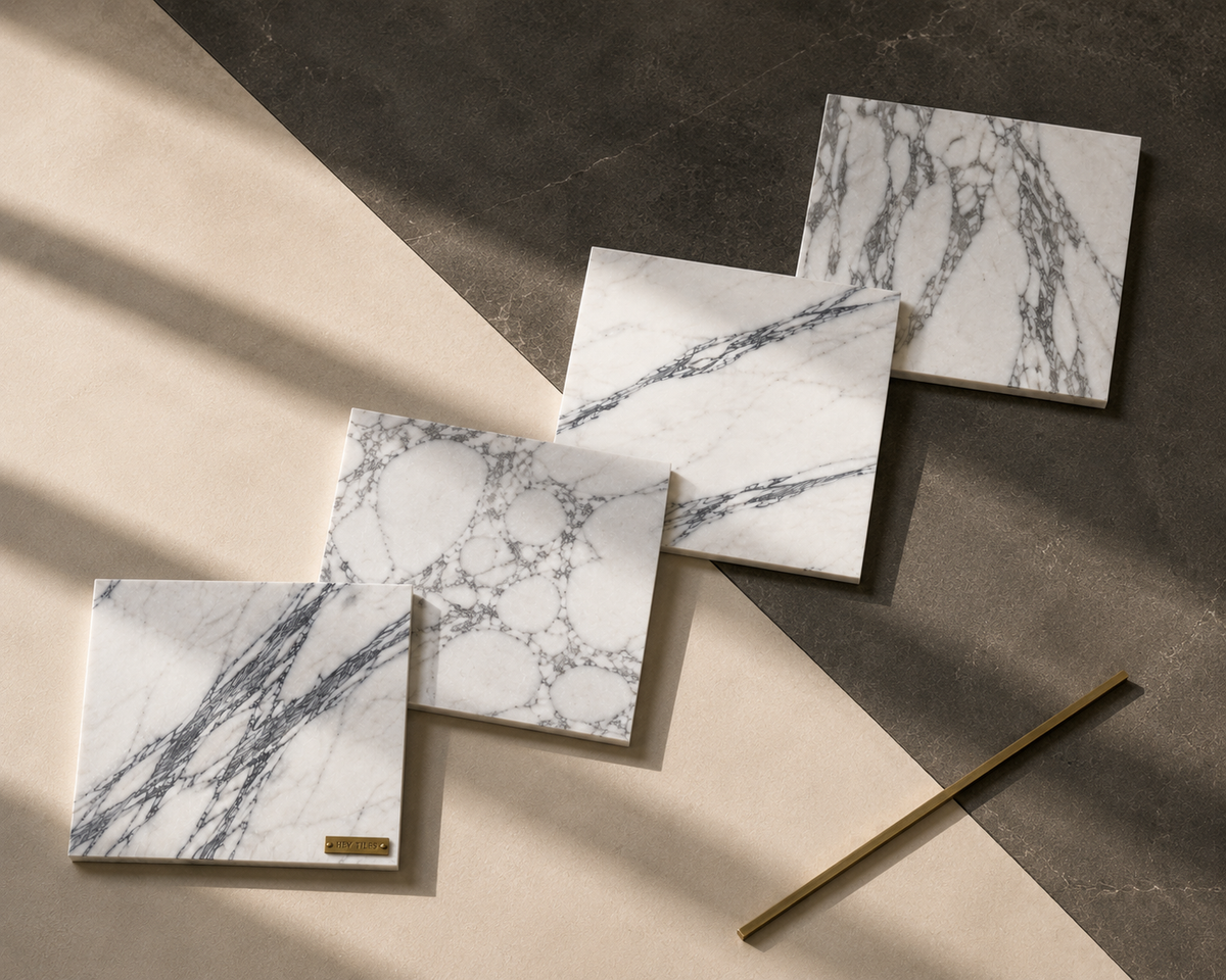 12x12, 3/8 Arabescato Corchia Deluxe Italian Marble Tile