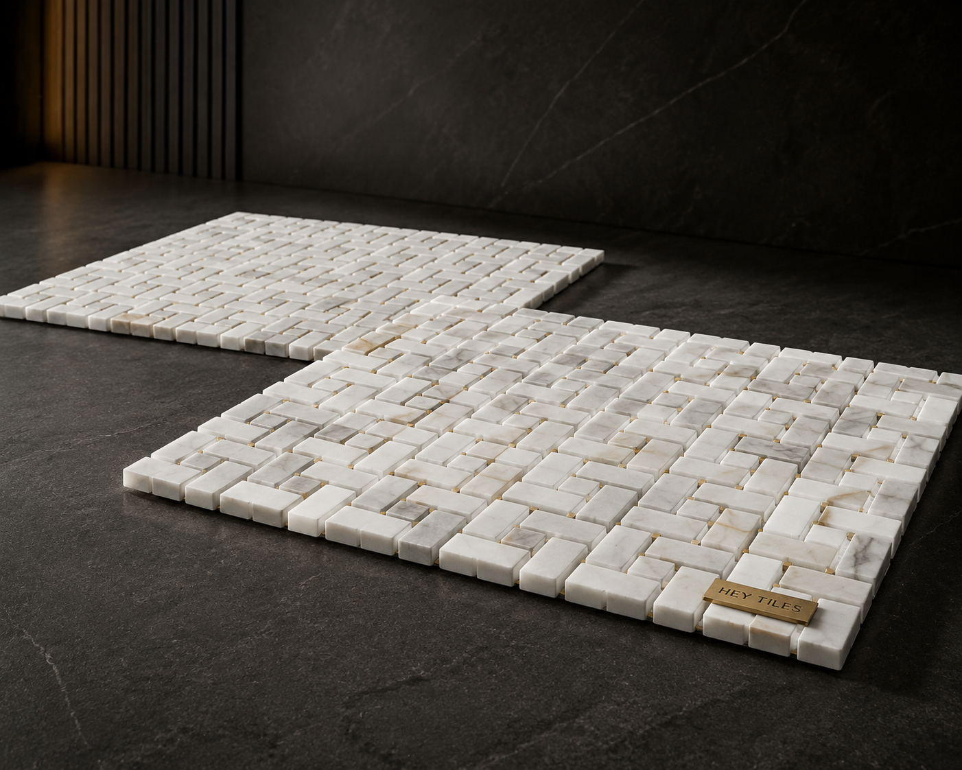 Tuscan Aurelia™ Calacatta Gold Pinwheel Marble Mosaic Tile – 12" × 12"