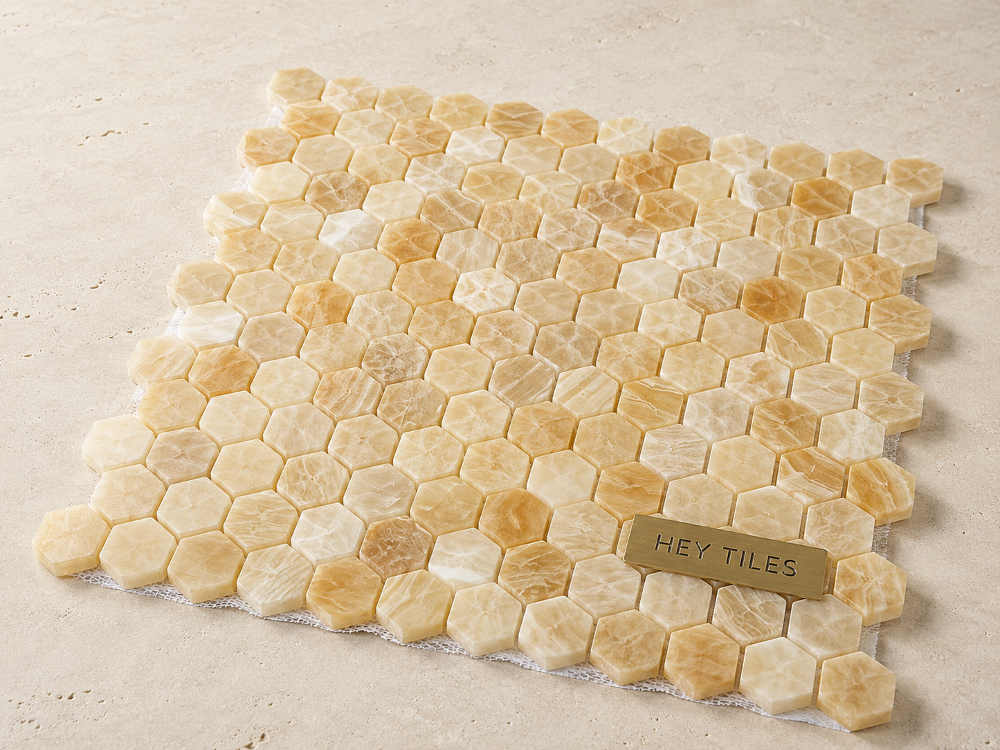 Honey Onyx Hexagon Mosaic 1x1 3/8 Polished
