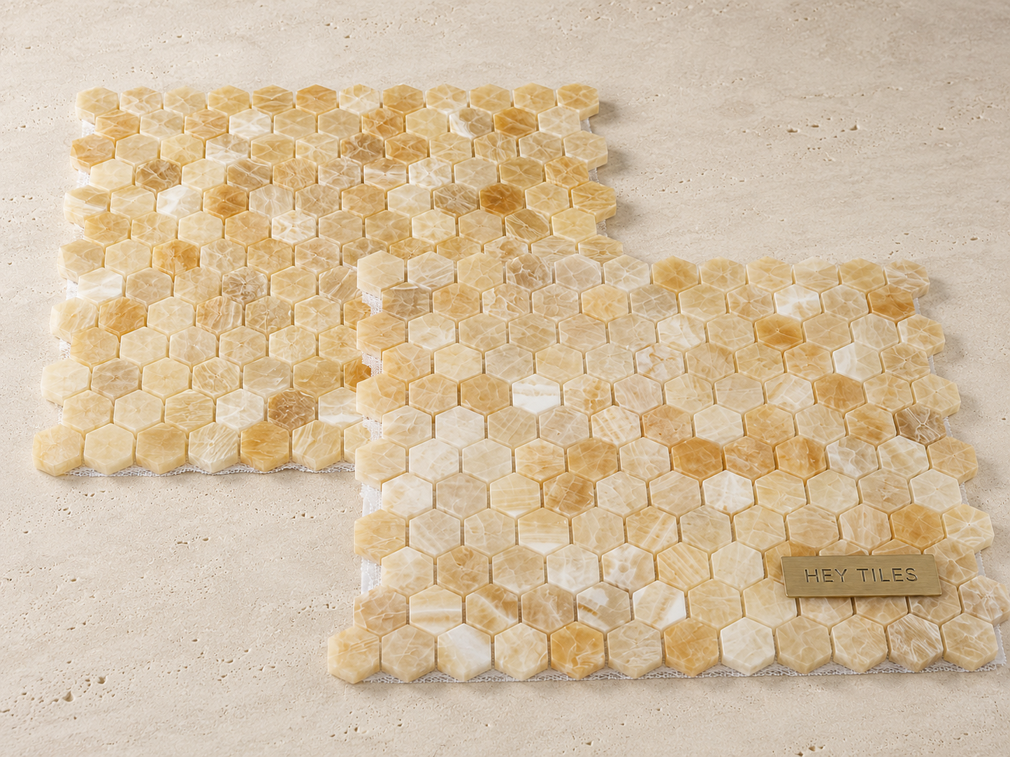 Honey Onyx Hexagon Mosaic 1x1 3/8 Polished