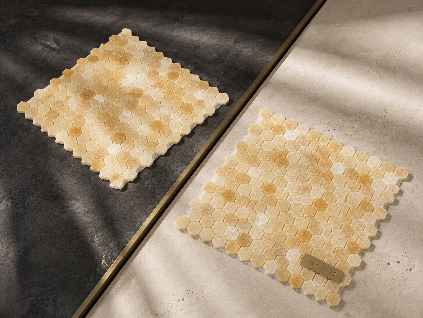 Honey Onyx Hexagon Mosaic 1x1 3/8 Polished