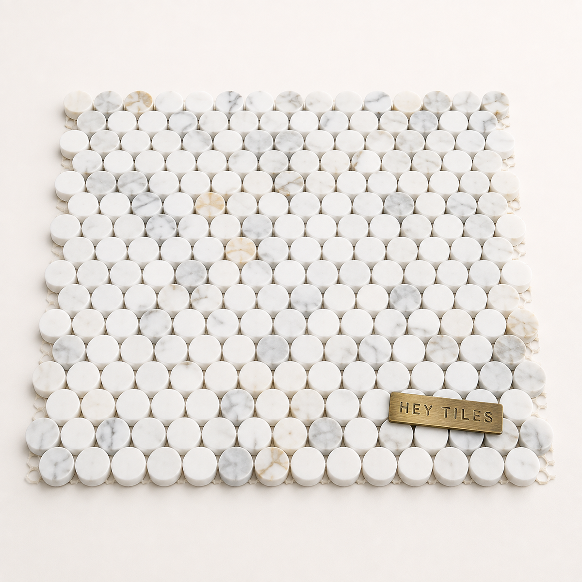 Tuscan Calacatta Gold 3/4" Penny Round Polished Marble Mosaic