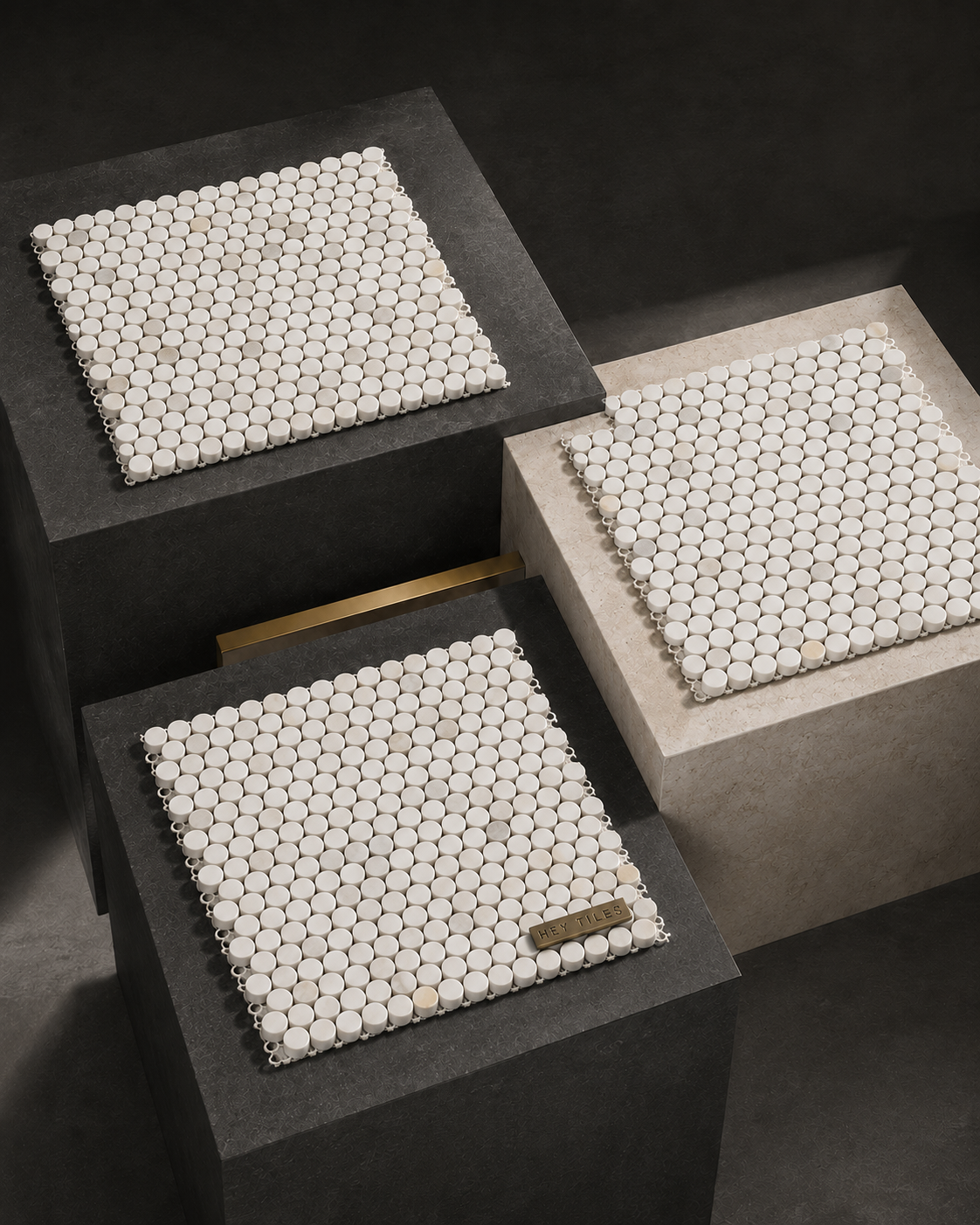 Tuscan Calacatta Gold 3/4" Penny Round Polished Marble Mosaic
