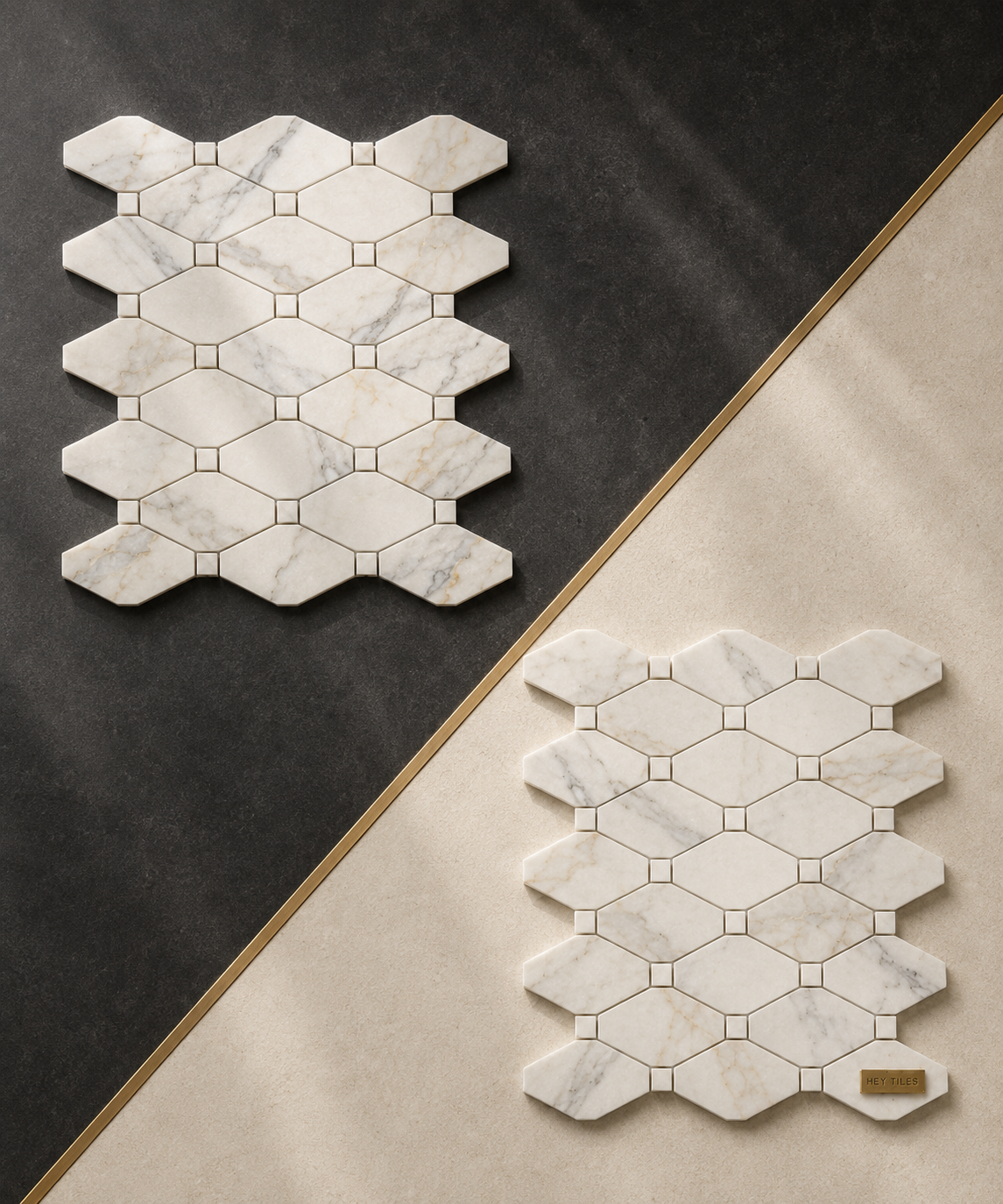 Tuscan Calacatta Gold 2" x 4" Octave Marble Mosaic Tile