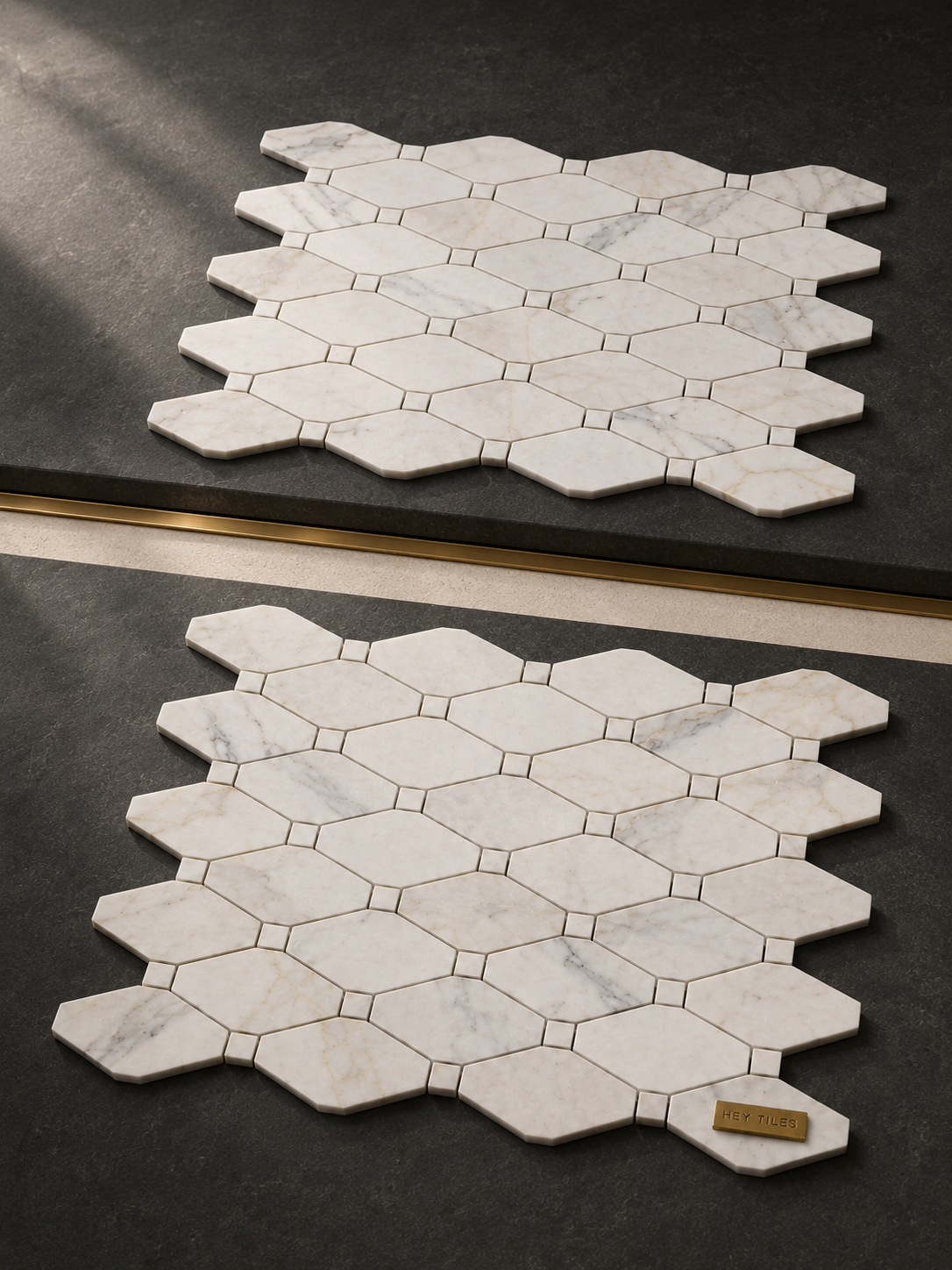 Tuscan Calacatta Gold 2" x 4" Octave Marble Mosaic Tile