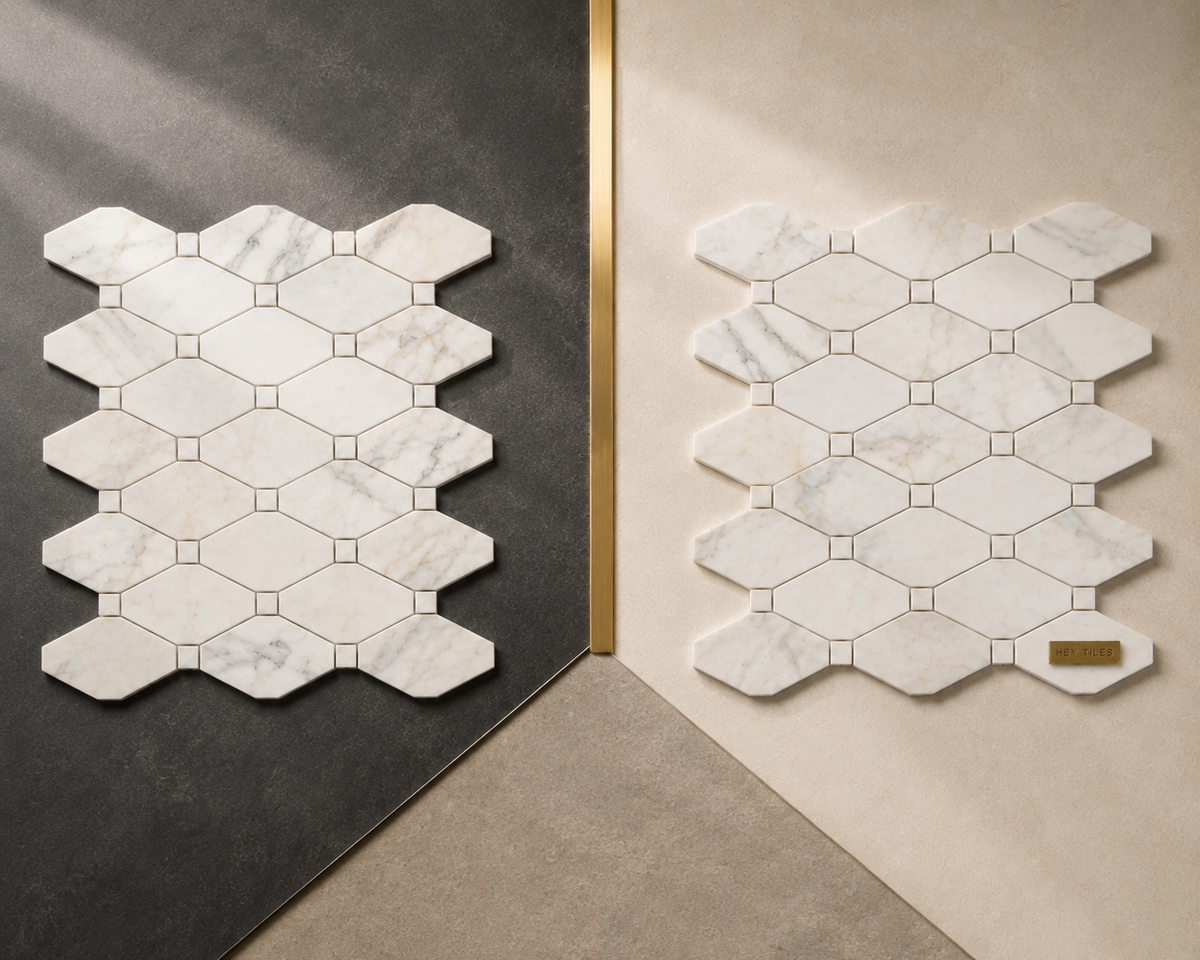 Tuscan Calacatta Gold 2" x 4" Octave Marble Mosaic Tile