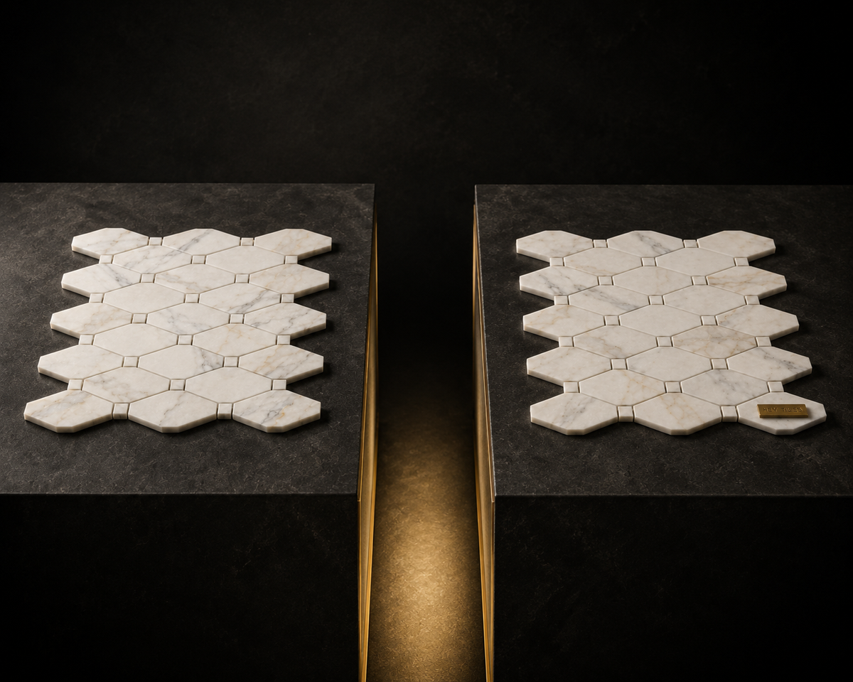 Tuscan Calacatta Gold 2" x 4" Octave Marble Mosaic Tile