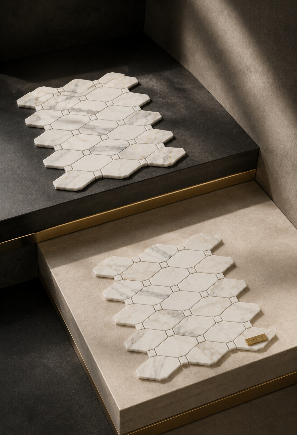 Tuscan Calacatta Gold 2" x 4" Octave Marble Mosaic Tile