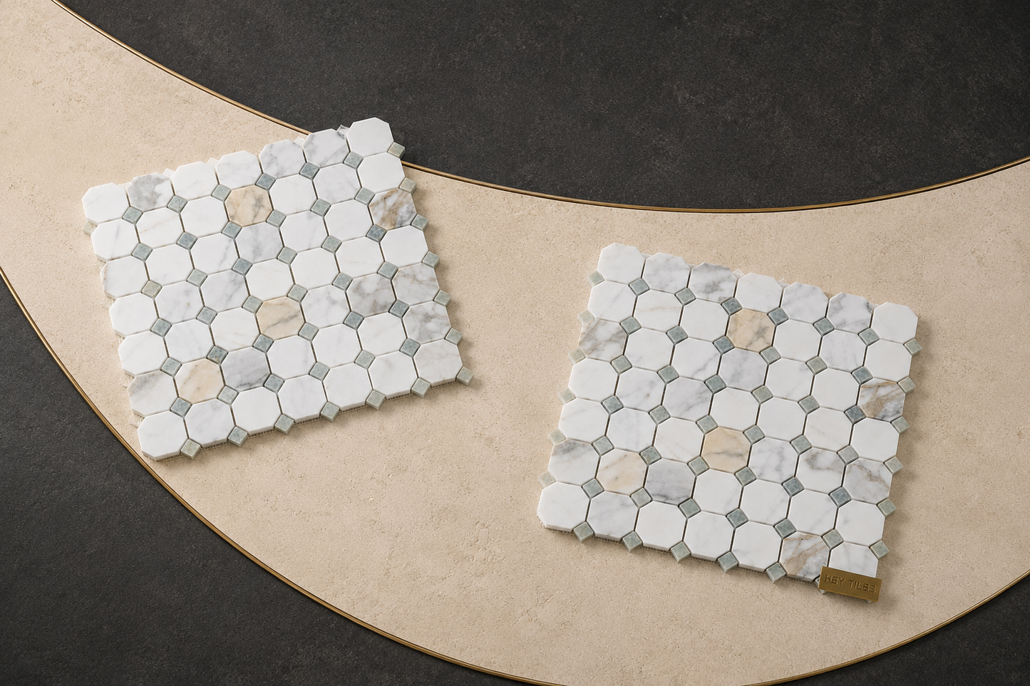 12x12 Calacatta Green Octagon CalaVerde Mosaic Tile