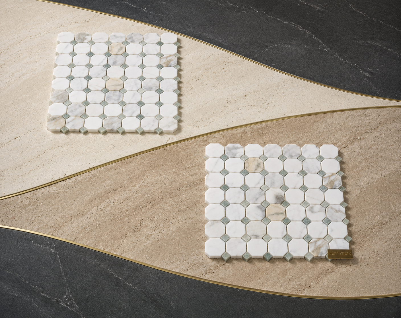 12x12 Calacatta Green Octagon CalaVerde Mosaic Tile