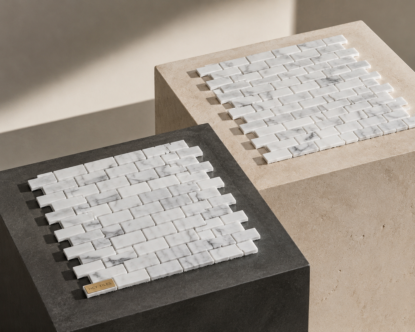 Carrara White 1x2 Marble Brick Mosaic Tile