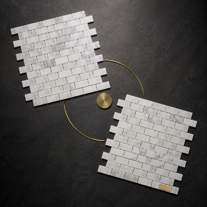 Carrara White 1x2 Marble Brick Mosaic Tile — product image 1