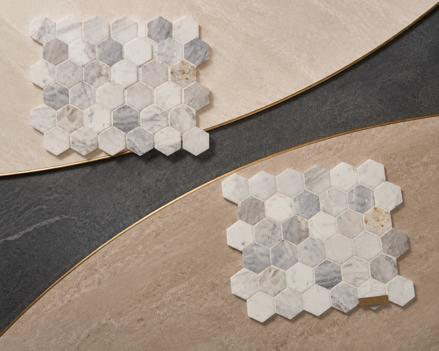 Arabescato Venato 2" Hexagon Honed Marble Mosaic