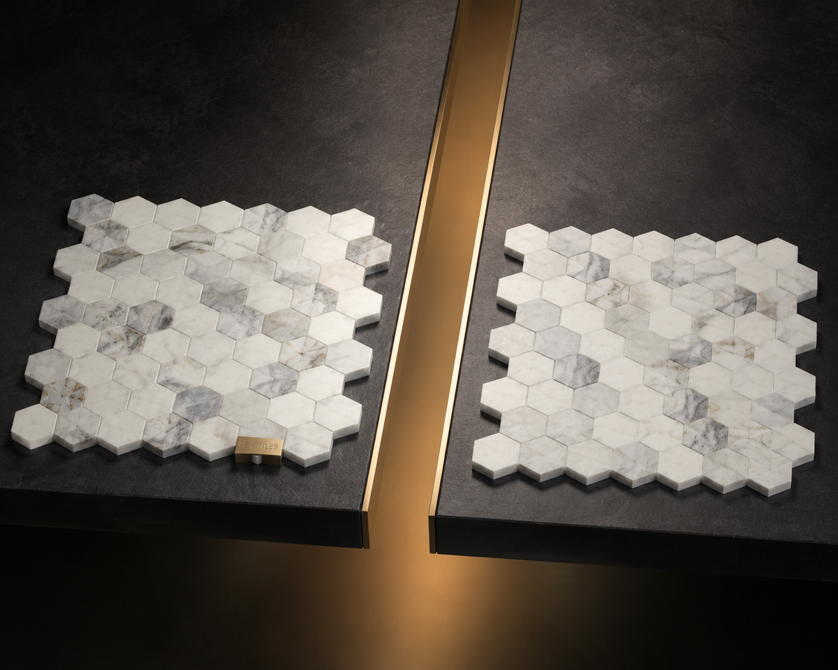 Arabescato Venato 2" Hexagon Honed Marble Mosaic