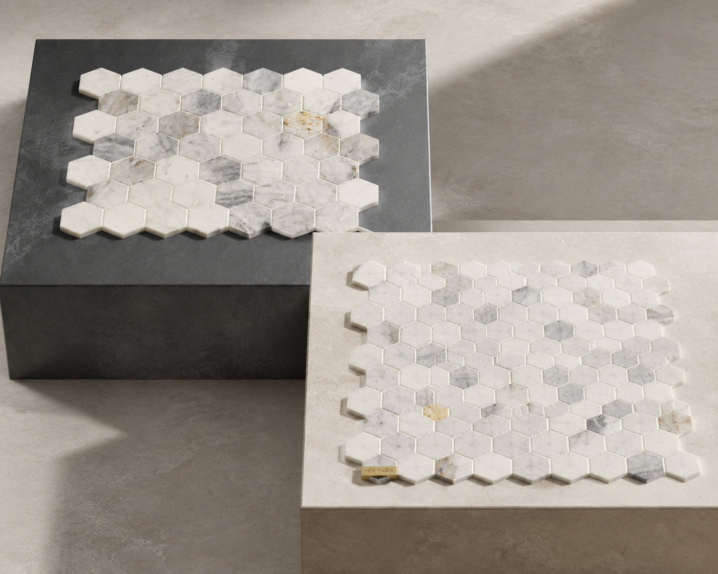 Arabescato Venato 2" Hexagon Honed Marble Mosaic