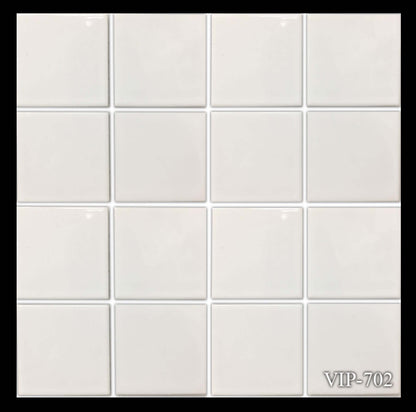 Fujiwa Tile VIP 3x3 Series in white, pool-rated mosaic tile, ideal for clean, classic designs and aquatic applications.