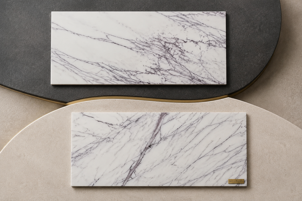 Premium Deep-Vein Lilac White 12" × 24" Turkish Marble Tile