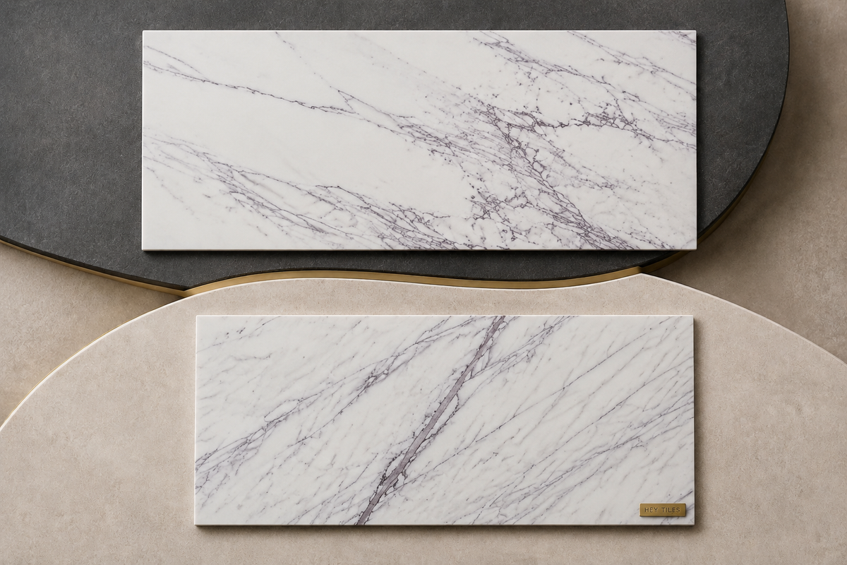 Premium Deep-Vein Lilac White 12" × 24" Turkish Marble Tile