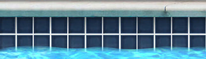 Navy blue mosaic tiles in a swimming pool, showcasing the Fujiwa Tile VIP 3x3 Series with white grout lines.