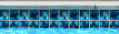 Fujiwa Marble Blue 3x3 pool-rated mosaic tiles lining a swimming pool, showcasing elegant blue tones.