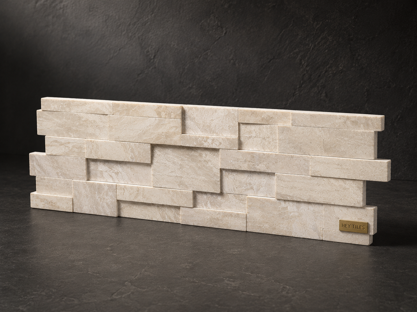 MSI XL RockMount™ Royal Cream 3D Honed 9" × 24" Marble Ledger Panel