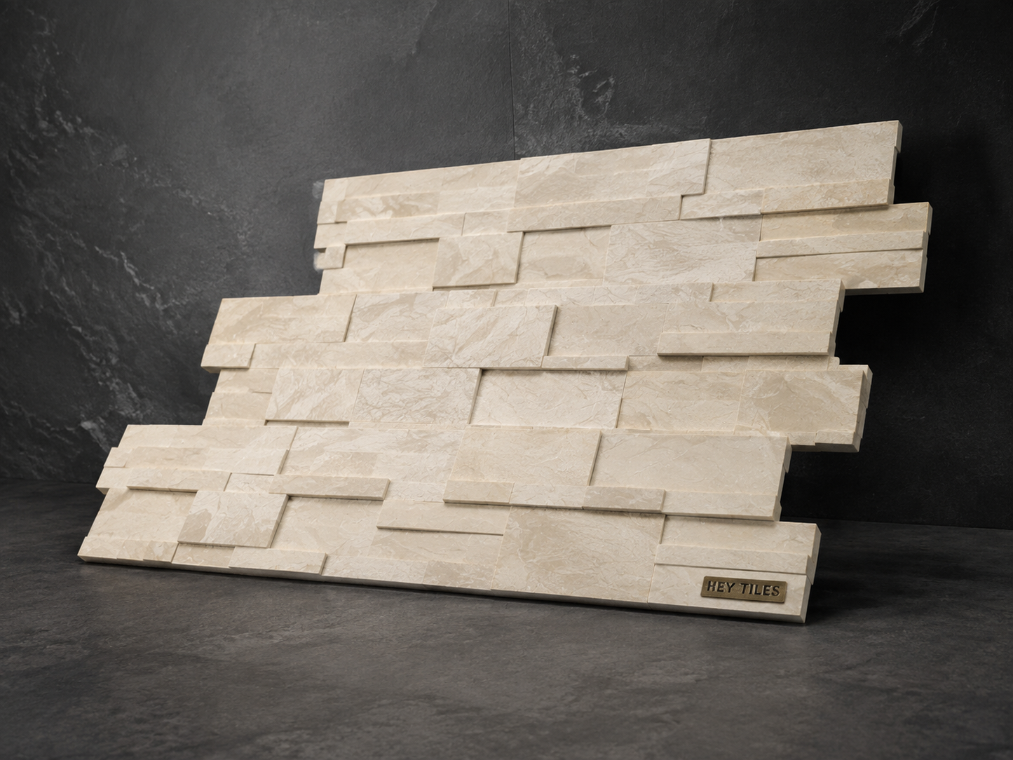 MSI XL RockMount™ Royal Cream 3D Honed 9" × 24" Marble Ledger Panel