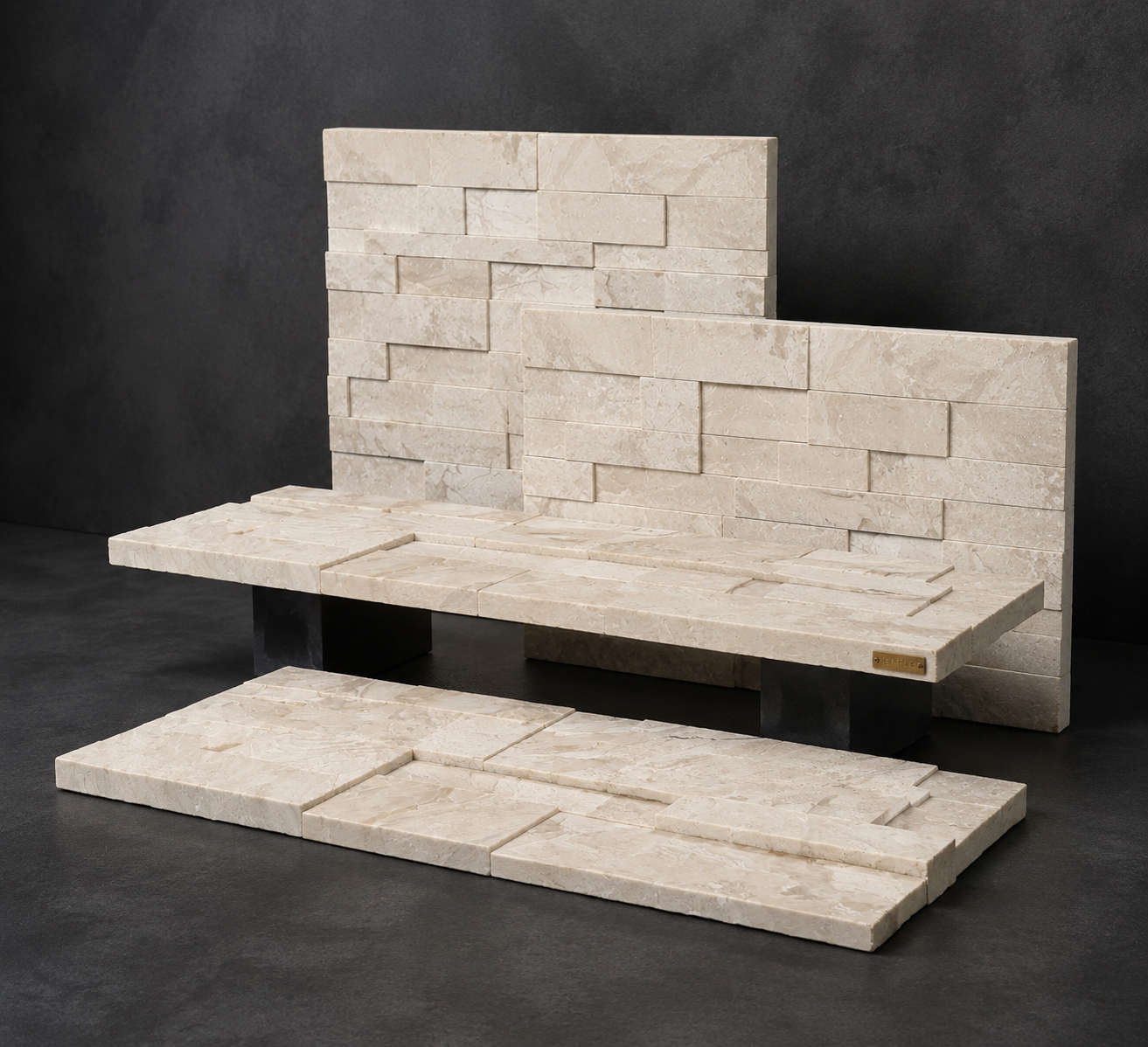 MSI XL RockMount™ Royal Cream 3D Honed 9" × 24" Marble Ledger Panel