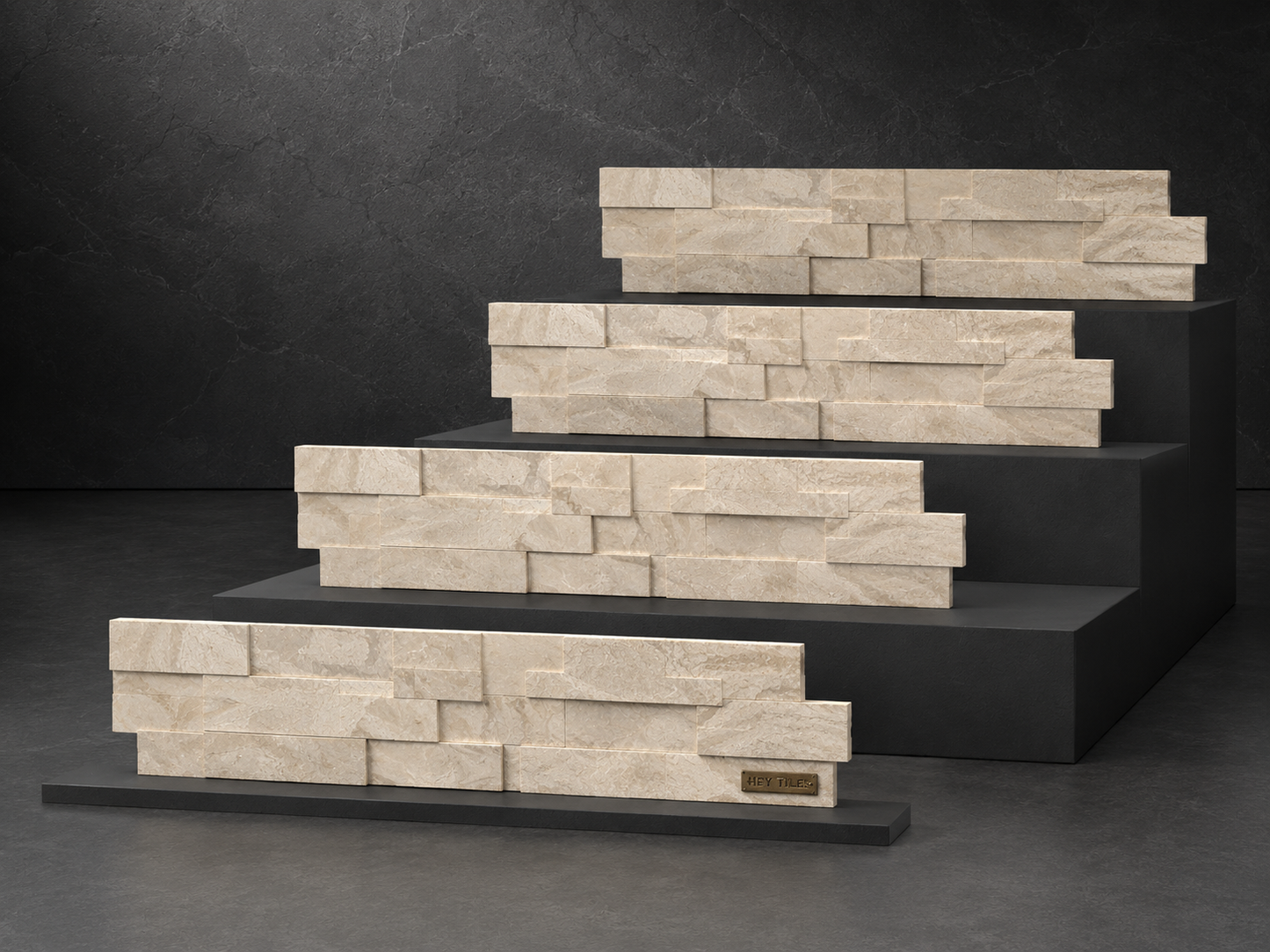 MSI XL RockMount™ Royal Cream 3D Honed 9" × 24" Marble Ledger Panel