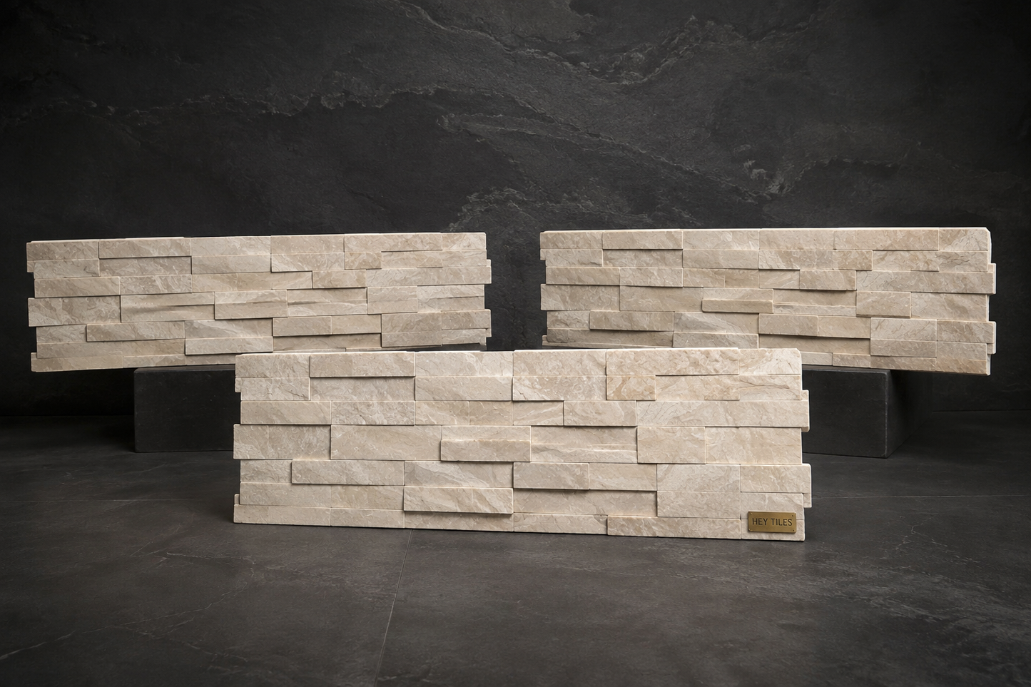 MSI XL RockMount™ Royal Cream 3D Honed 9" × 24" Marble Ledger Panel
