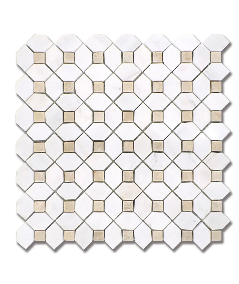 MSI Bianco Dolomite Crema Dotty Polished Marble Mosaic