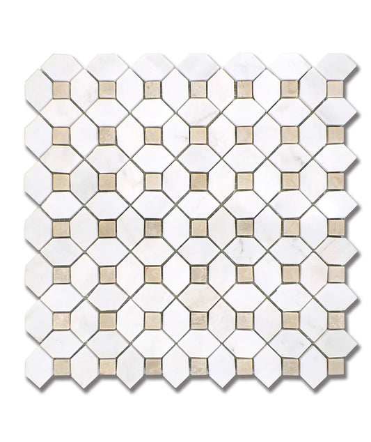 MSI Bianco Dolomite Crema Dotty Polished Marble Mosaic
