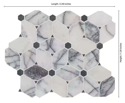 Calacatta Violet Lilac Cecily Pattern Mosaic Tile 12x11, ideal for backsplashes and accent walls in luxury interiors.
