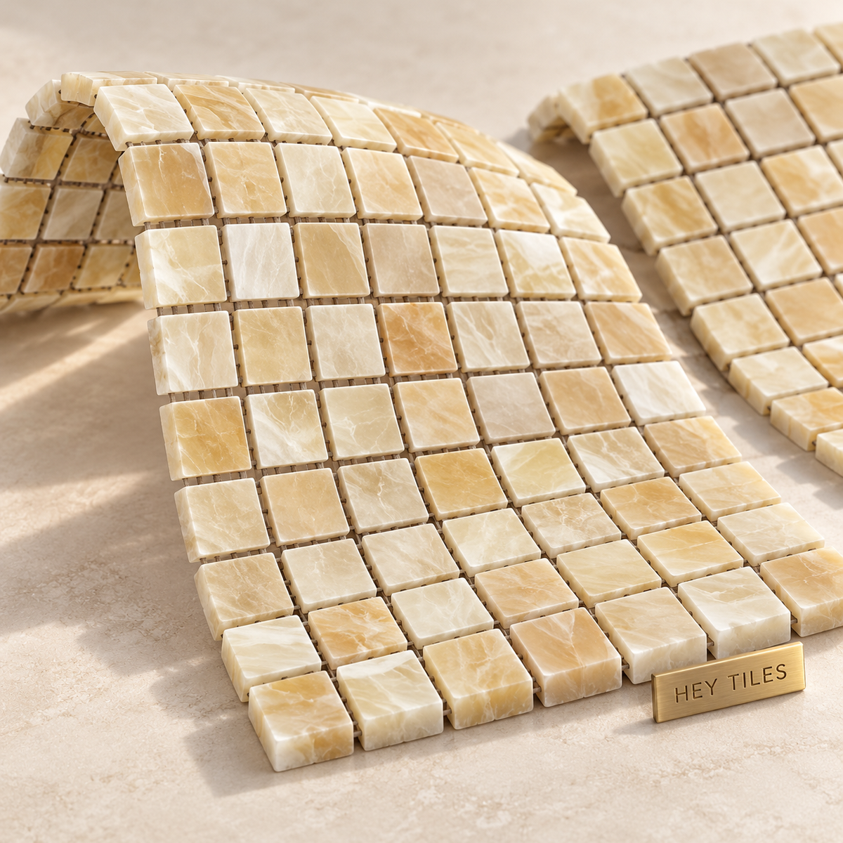 Honey Onyx 1" × 1" Polished Mosaic Tile – 3/8"