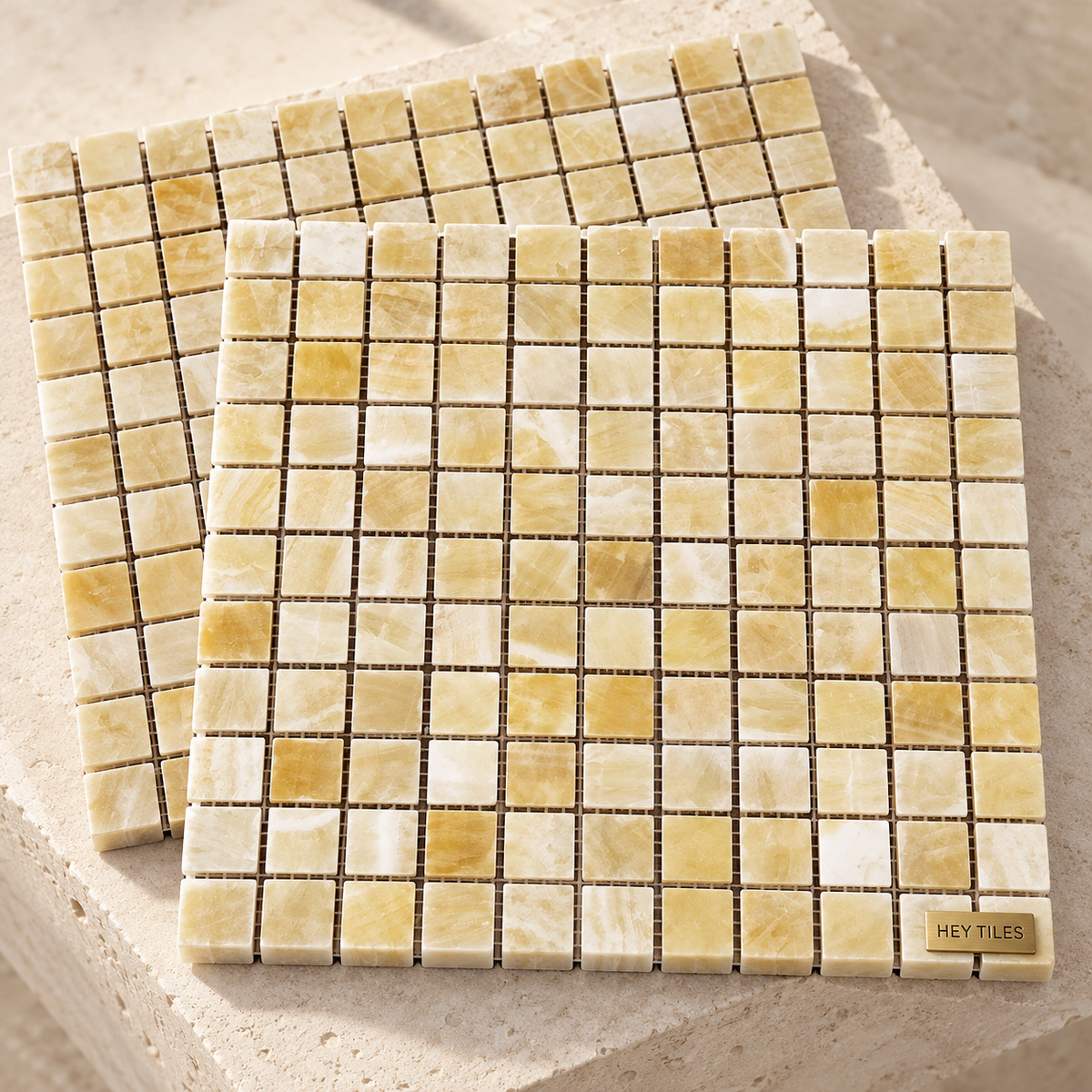 Honey Onyx 1" × 1" Polished Mosaic Tile – 3/8"