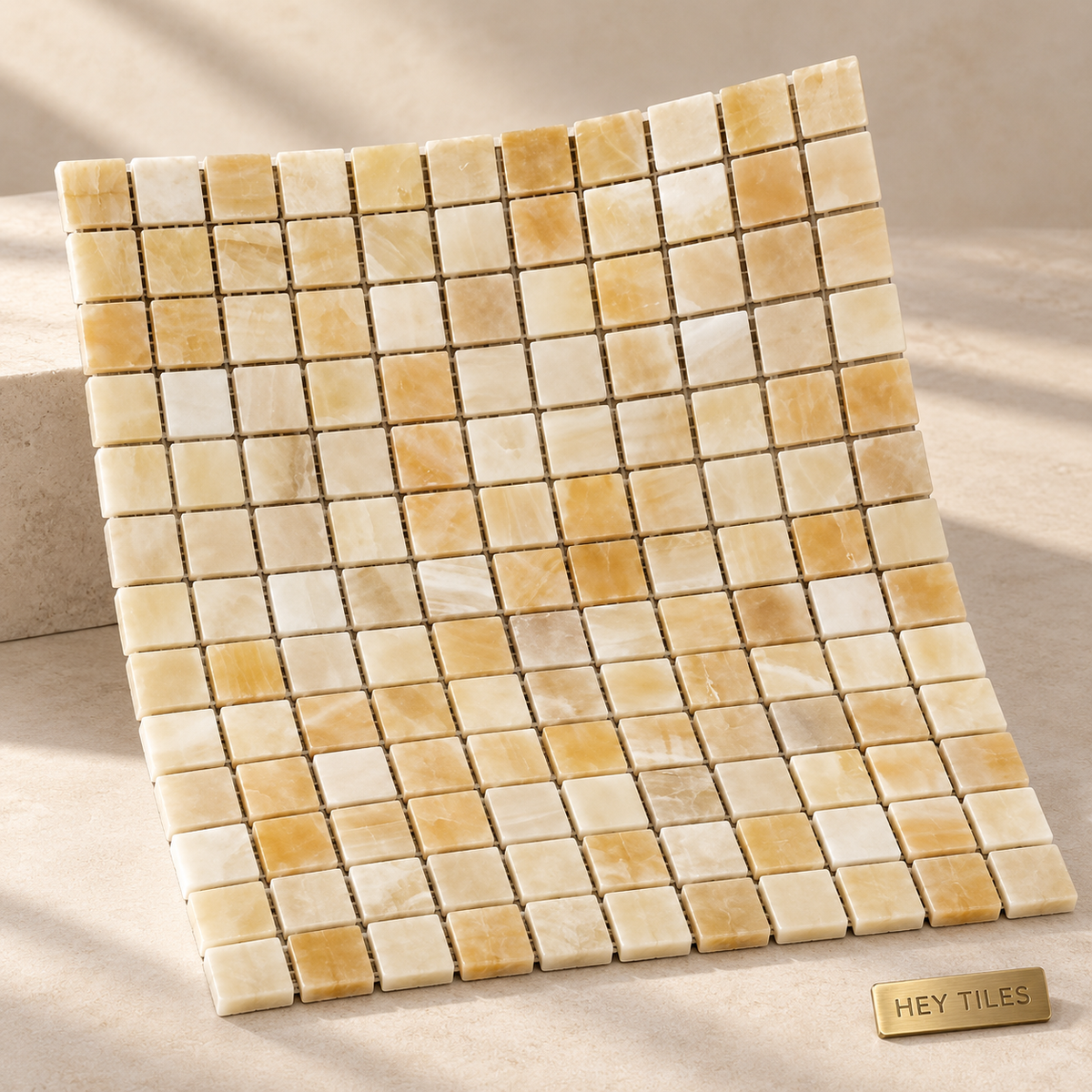 Honey Onyx 1" × 1" Polished Mosaic Tile – 3/8"